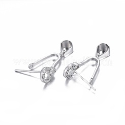 Anti-Tarnish Rhodium Plated 925 Sterling Silver Pendant Bails&nbsp;X-STER-L058-015P