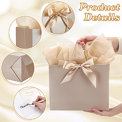 20Pcs 3 Styles Paper Gift Tote Bags with Polyester Gold Ribbon&nbsp;ABAG-WA0001-36C