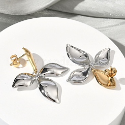 Two Tone Flower 304 Stainless Steel Stud Earrings&nbsp;EJEW-B156-10GP