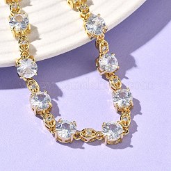 Clear Cubic Zirconia Flat Round & Oval Link Chains Bracelet&nbsp;BJEW-G773-07G