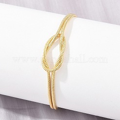 Brass Round Snake Chain Knot 2-Strand Bracelets for Women&nbsp;KK-CBA68DA-17C-G