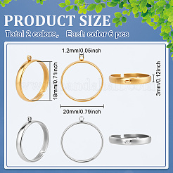 12Pcs 2 Colors 304 Stainless Steel Loop Ring Bases&nbsp;STAS-ME0003-08