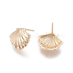 Brass Micro Pave Cubic Zirconia Stud Earring Findings&nbsp;MAK-I010-08G