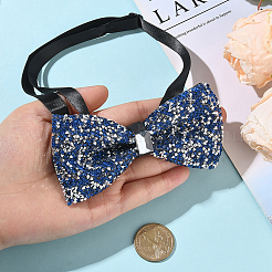 1Pc Polyester with Rhinestone Bow Ties for Bridegroom&nbsp;AJEW-SP0003-32D