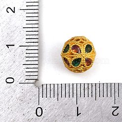 Hollow Rack Plating Brass Colorful Cubic Zirconia Beads&nbsp;KK-L236-14G