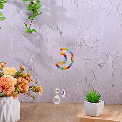 1Pc Colorful Glass Beaded Woven Net Suncatchers&nbsp;AJEW-CY0001-95B