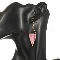 304 Stainless Steel Glass Tassel Dangle Earrings&nbsp;EJEW-MZ00828