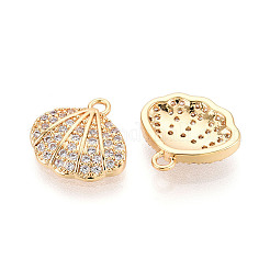 Brass Micro Pave Clear Cubic Zirconia Pendants&nbsp;KK-T074-117B-G