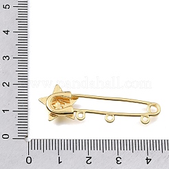 Star Brass Safety Pins Brooch Findings&nbsp;KK-E802-40A-G