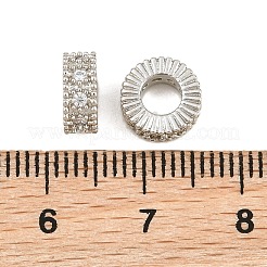 Brass Micro Pave Clear Cubic Zirconia European Beads&nbsp;CU-CBA6A75-13P