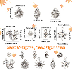 80Pcs 10 Style Tibetan Style Alloy Pendants&nbsp;TIBEP-SC0002-33