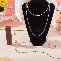 1M Handmade Colorful Enamel Heart Beaded Chains&nbsp;CHC-TA0001-12