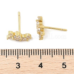 Brass Micro Pave Clear Cubic Zirconia Stud Earrings&nbsp;EJEW-R016-26G-16