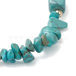Synthetic Turquoise Chip & Cuboid Beaded Stretch Bracelets for Women&nbsp;BJEW-JB10808-06