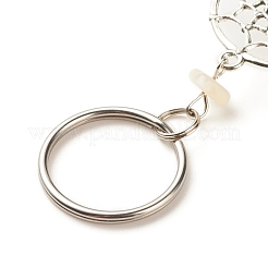 Alloy Findings with Natural White Moonstone Beads and Natural Howlite Beads Keychain&nbsp;KEYC-JKC00119-05