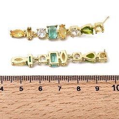 Rectangle Brass Micro Pave Cubic Zirconia Dangle Stud Earrings&nbsp;EJEW-Z153-01G-01