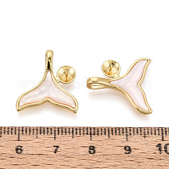 Brass with Shell Enamel Cup Pearl Peg Bails Pin Pendants&nbsp;LS-KK-T079-12G