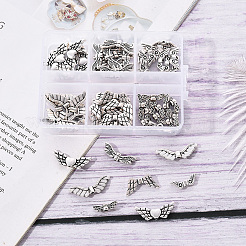 6 Styles Tibetan Style Alloy Wing Beads&nbsp;TIBEB-YW0001-03AS