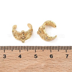 C-Shaped with Rhombus Brass Micro Pave Clear Cubic Zirconia Cuff Earrings&nbsp;EJEW-L316-01G-03