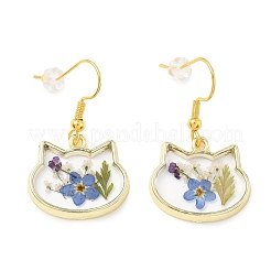 Alloy & Dried Flower Dangle Earrings&nbsp;EJEW-Z169-01G-01