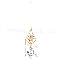 Iron & Natural Rose Quartz Hanging Suncatchers&nbsp;HJEW-F024-02A