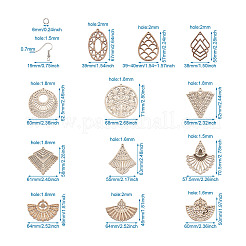 48Pcs 12 Style Undyed Natural Wooden Big Pendants&nbsp;WOOD-MP0001-01