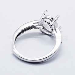 Anti-Tarnish Rhodium Plated 925 Sterling Silver Finger Ring Components&nbsp;STER-G027-18P