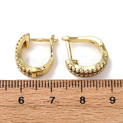 Brass Micro Pave Cubic Zirconia Oval Hoop Earrings&nbsp;EJEW-D332-03B-G
