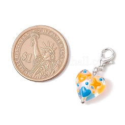 Handmade Glass Enamel Beads Heart Pendant Decorations&nbsp;HJEW-JM03591-02