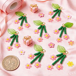 10Pcs Glass Seed Beaded Flower Pendants&nbsp;PALLOY-SZ00069