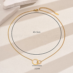 201 Stainless Steel Double Ring Twisted Chain Necklaces for Women's Casual Daily Wear&nbsp;LI6348