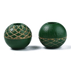 Painted Natural Wood Beads&nbsp;WOOD-S057-072J