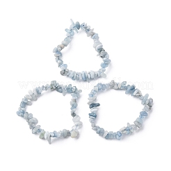 Natural Aquamarine Chip Beaded Stretch Bracelets for Women Men&nbsp;BJEW-K277-01