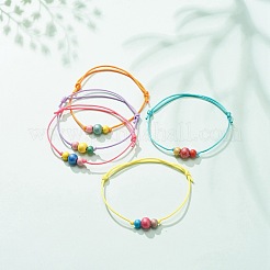 Natural Wood Round Beaded Bracelets&nbsp;BJEW-JB08565
