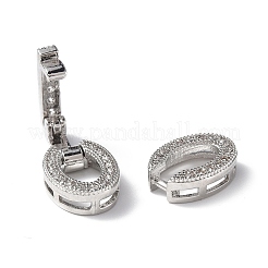 Rack Plating Brass Micro Pave Clear Cubic Zirconia Fold Over Clasps&nbsp;KK-G448-04P