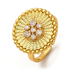 Brass Micro Pave Cubic Zirconia Cuff Rings&nbsp;RJEW-D323-05G