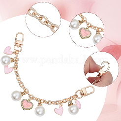 Heart Alloy Enamel & Resin Pearl Charm Zinc Alloy Cable Chain Purse Chains&nbsp;FIND-AB00070