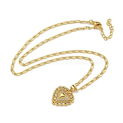 Brass Micro Pave Colorful Cubic Zirconia Peach Heart Pendant Necklaces for Women&nbsp;LS-NJEW-Q346-01G-03