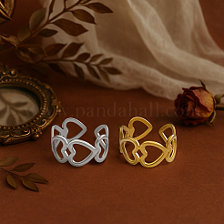 2 Colors 304 Stainless Steel Adjustable Cuff Rings for Women&nbsp;RJEW-HY0001-31C