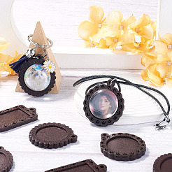 10Pcs 5 Styles Wood Pendant Cabochon Settings&nbsp;WOOD-TA0003-05