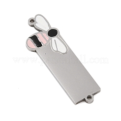 304 Stainless Steel Pink Enamel Connector Charms&nbsp;STAS-P377-16P-B