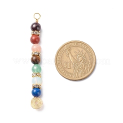 7 Chakra Mixed Gemstone Copper Wire Wrapped Big Pendants&nbsp;PALLOY-JF01899-01