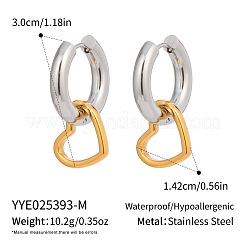 Two Tone Heart Stainless Steel Hoop Earrings&nbsp;LS-YB7008-2