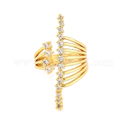 Brass Micro Pave Clear Cubic Zirconia Open Cuff Rings&nbsp;RJEW-U009-08G-03
