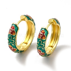 Flower Enamel Hoop Earrings&nbsp;EJEW-H091-04G