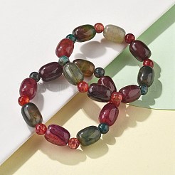 Natural Agate Bead Stretch Bracelets&nbsp;G-P570-01F
