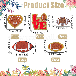 12Pcs 5 Styles Rugby Theme Computerized Embroidery Cloth Iron On Patches&nbsp;PATC-WR0001-12