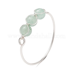 Copper Wire Wrapped Round Natural Amethyst & Rose Quartz & Green Aventurine & Carnelian Bead Rings for Women&nbsp;RJEW-JR00852-01