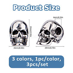 3Pcs 3 Colors 304 Stainless Steel European Beads&nbsp;STAS-HS0001-94