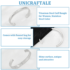 1Pc Stainless Steel Grooved Open Cuff Bangle for Women&nbsp;BJEW-UN0001-42P